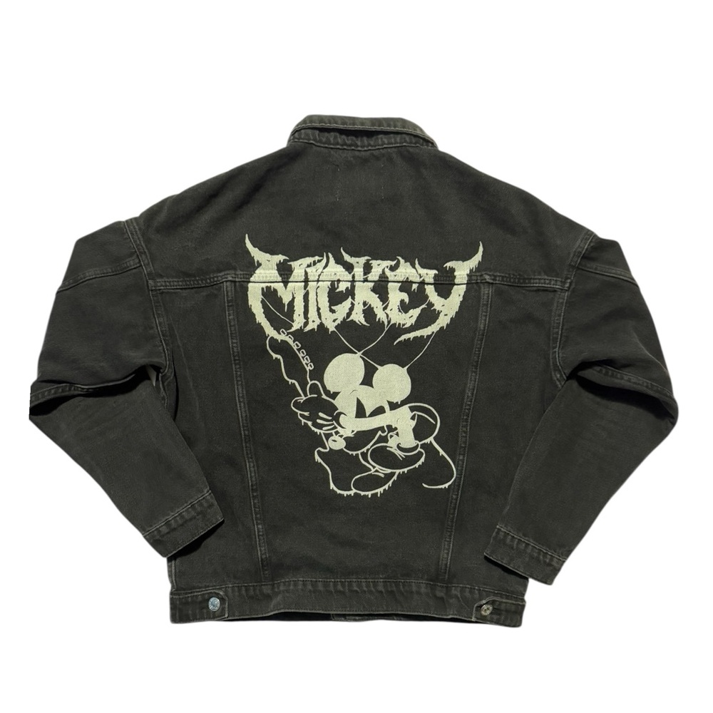 Pull&Bear × Disney Mickey Mouse Black Denim Jean Jacket For Girls Small Custom